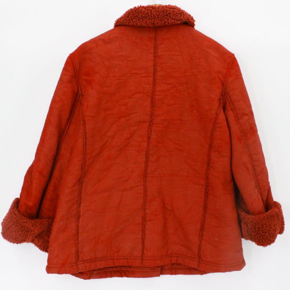 Vintage Scorpio USA Men's Casual Retro Red Suede Button Front Coat Jacket L 90s - Picture 8 of 10